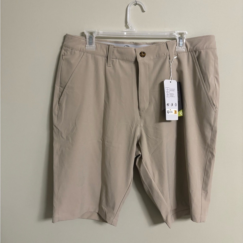 Outdoor Ventures Size 36 Tan Beige Performance Golf Shorts New 12 Inch Inseam